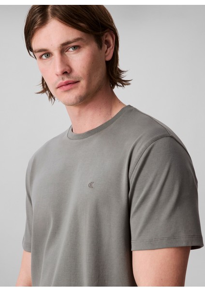 Bisiklet Yaka Gri Erkek T-Shirt LV04LB275GRMG_SS Supıma Chest Emb C modelleri