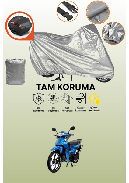 Gri Arka Çanta Uyumlu Mondial 100 Sfc Snappy x Uyumlu Motor Brandası, Koruyucu Örtü