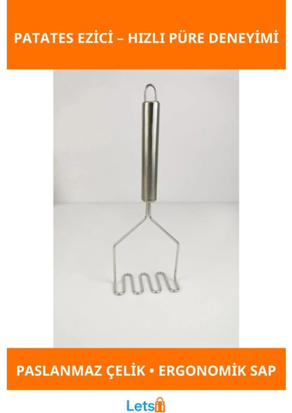 Dayanıklı Paslanmaz Çelik Patates Ezici Mutfak Aleti