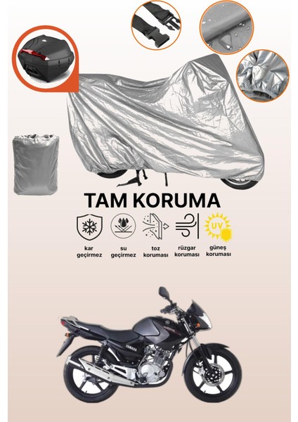 Gri Arka Çanta Uyumlu Yamaha Ybr 125 Uyumlu Motor Brandası, Koruyucu Örtü