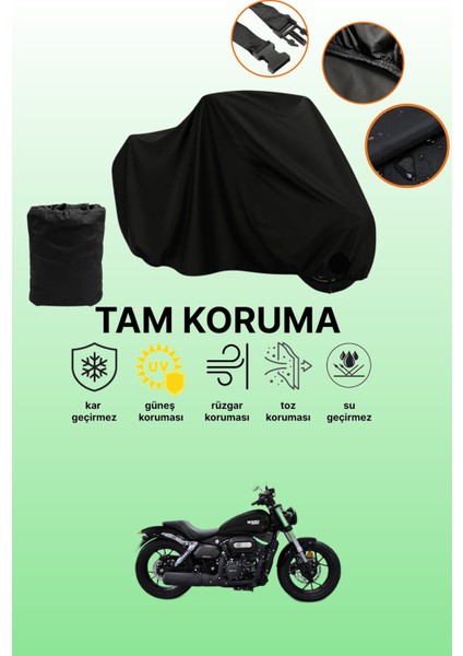 Siyah Yuki Funrider 125 Uyumlu Motor Branda, Koruyucu Örtü, Motosiklet Brandası