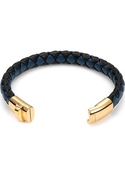 Spor & Business Kombin Altın Renk Mavi Siyah Deri Erkek Bileklik fiyatları