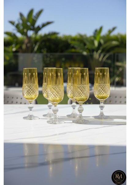 Kesme Kristal El Işçiliği Kahve Yanı Flüt Su Bardağı