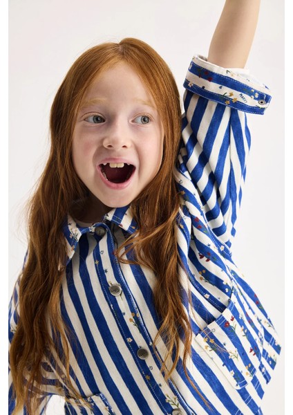 Finn Çiçekli - Çizgili Mini Ceket