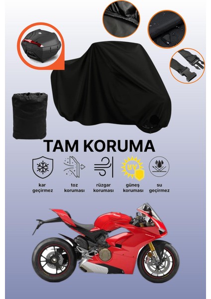 Siyah Arka Çanta Uyumlu Ducati Panigale V4 Sp Uyumlu Motosiklet Brandası, Koruyucu Örtü