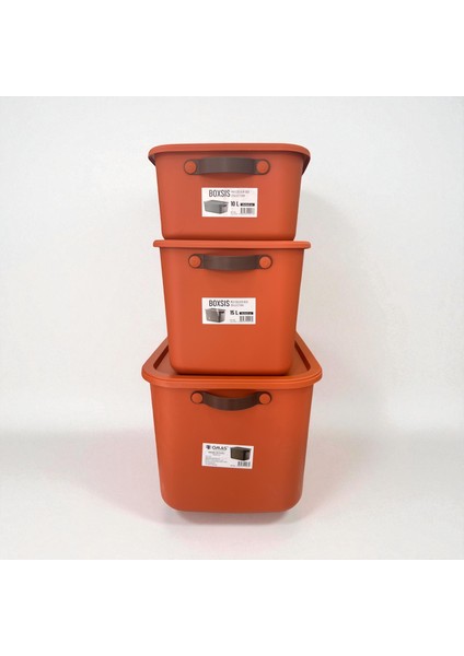 Boxsis 3'lü Set (10 ,15 ve 20 Lt) Çok Amaçlı Düzenleyici Kapaklı Kutu – Dekoratif Saklama Kutusu
