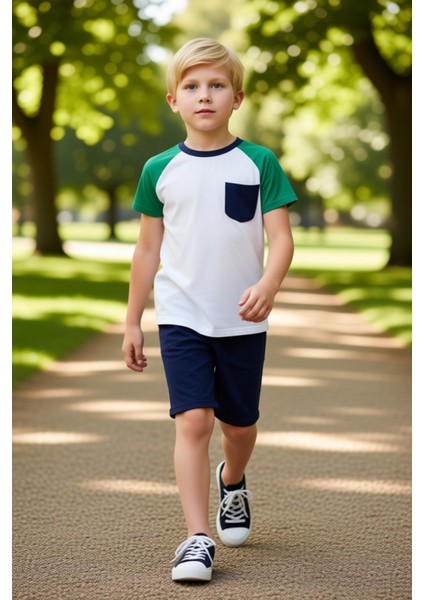 Erkek Çocuk %100 Pamuklu Günlük Kısa Kollu Üst ve Şort Kombin Kaliteli Şık Rahat modelleri