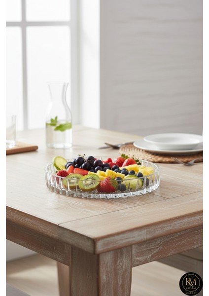 El Yapımı Kristal Vertical Kesim 25 cm Dekoratif Sunumluk Kase