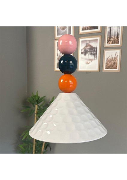 Rumy Beyaz Renkli Boncuk Tekli Avize Sarkıt Ofis Showroom Salon Mutfak Avizeleri