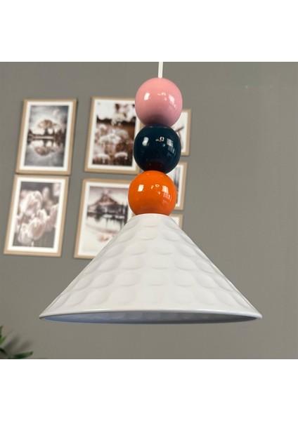 Rumy Beyaz Renkli Boncuk Tekli Avize Sarkıt Ofis Showroom Salon Mutfak Avizeleri fiyatları