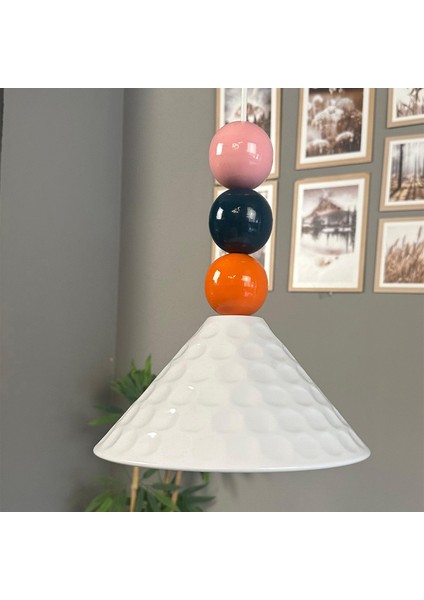 Rumy Beyaz Renkli Boncuk Tekli Avize Sarkıt Ofis Showroom Salon Mutfak Avizeleri modelleri