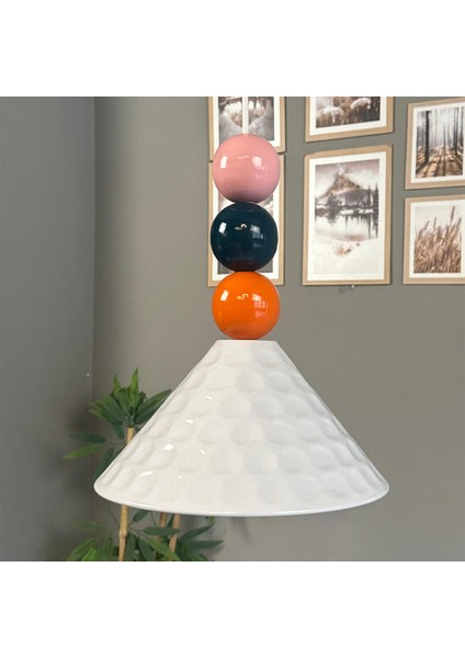 Rumy Beyaz Renkli Boncuk Tekli Avize Sarkıt Ofis Showroom Salon Mutfak Avizeleri fırsatları