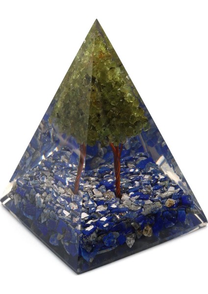 Peridot Zebercet - Lapis Lazuli Taşından Orgonit Piramit