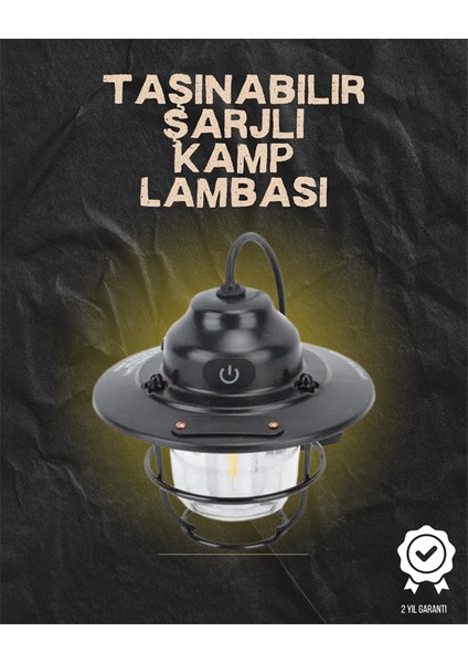Kamp ve Bahçe Için Retro LED Fener – Sıcak Işık Uzun Ömürlü Batarya - M329R101-K10329