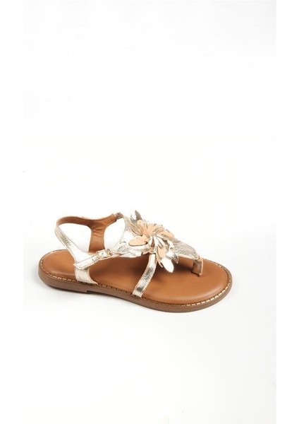 131301 Çiçek Detaylı Sandalet Hakiki Deri Altın fırsatları