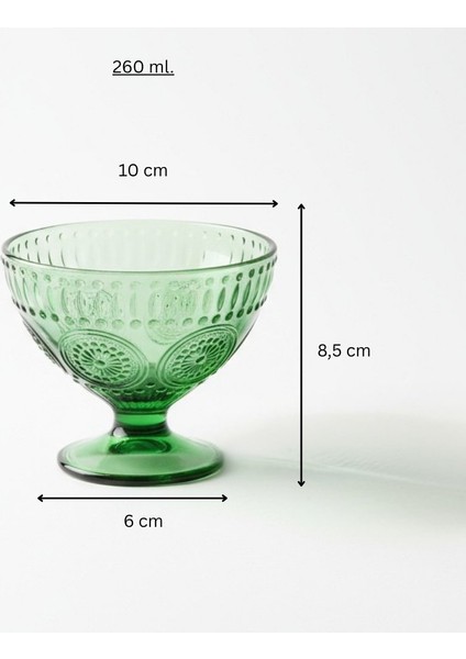 Güneş Desen Yeşil Dondurma – Tatlı – Çerez Cam Kase Takımı – 6 x 260 ml fiyatları