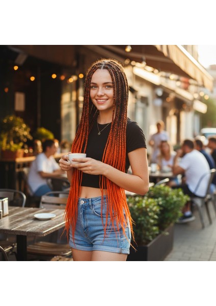 Afrika Örgüsü ve Rasta Için Sentetik Ombreli Saç / Siyah / Tcu