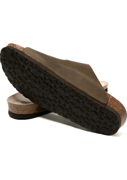 Erkek Terlik Hawaıı G105996 Genuins Oiled Leather Kaki