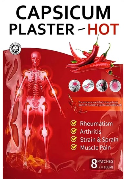 Biber Kapsikumlu Tüm Vücut Ağrı Sızı Bandı Geleneksel Çin Şifası 8 Adet