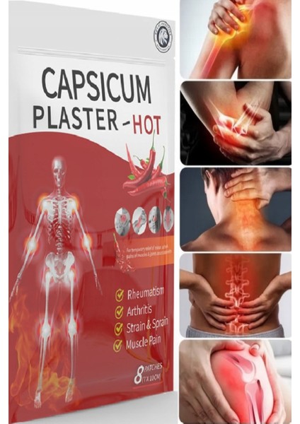 Biber Kapsikumlu Tüm Vücut Ağrı Sızı Bandı Geleneksel Çin Şifası 8 Adet