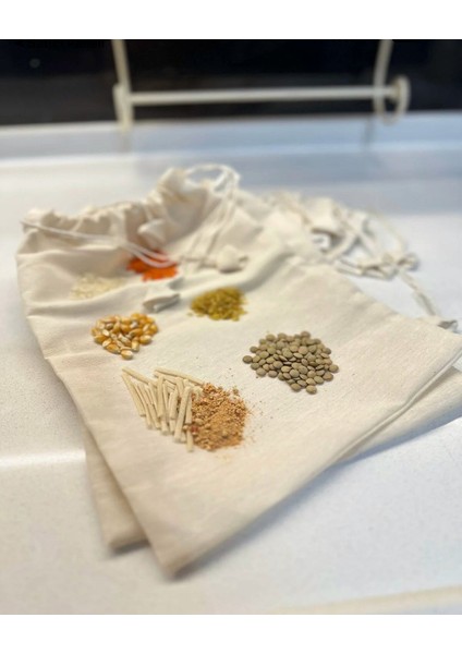 %100 Pamuk Doğal Ham Bez Kese(Bakliyat,bavul,süt Peynir KESESI)20X30 cm 5’li