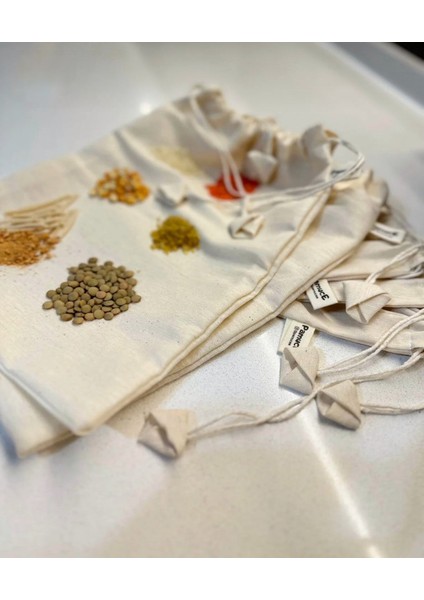 %100 Pamuk Doğal Ham Bez Kese(Bakliyat,bavul,süt Peynir KESESI)20X30 cm 5’li fiyatları