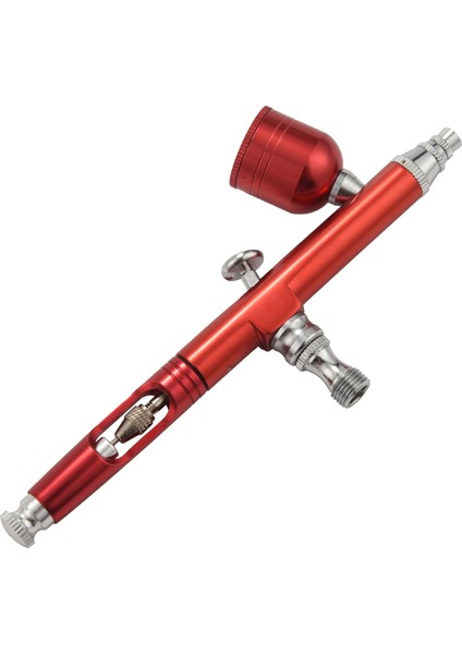 Airbrush Aleti Çift Etkili Besleme 0,3 mm Nozullu Airbrush Tırnak Sanatı Boya Dövme Aleti Anahtarlı Pipet Kırmızı (Yurt Dışından)