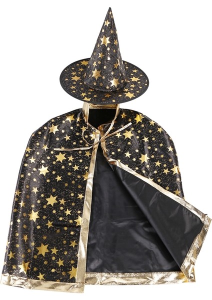 Çocuklar, Erkekler, Kızlar ve Siyah Için Cadılar Bayramı Kostümleri Şapkalı Cadı Büyücü Pelerini (Yurt Dışından) fiyatları