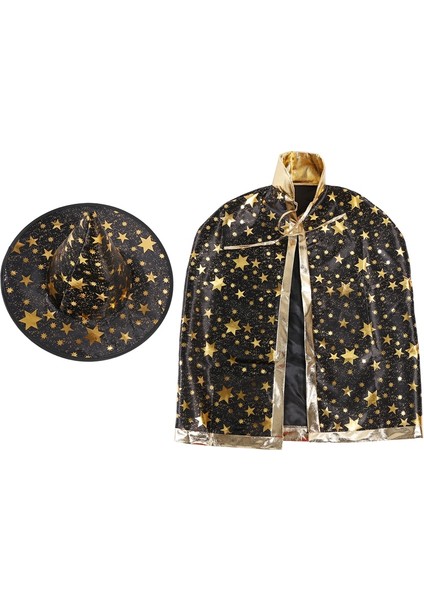 Çocuklar, Erkekler, Kızlar ve Siyah Için Cadılar Bayramı Kostümleri Şapkalı Cadı Büyücü Pelerini (Yurt Dışından) fırsatları