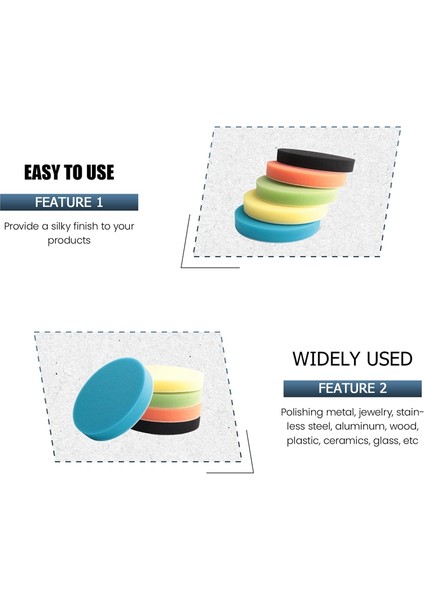 5 Adet 6 Inç (150 Mm) Düz Sünger Açık Sarı Açık Sararma Pedi Cilalama Pedi Kiti Araba Cilası (Yurt Dışından) modelleri