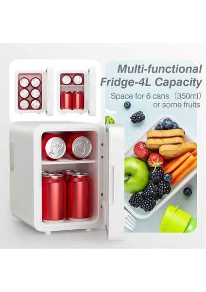 LED Işıklı Aynalı Makyaj Buzdolabı 4l Mini Buzdolabı Yatak Odası Araba Kozmetik ve Cilt Bakımı Için Küçük Buzdolabı Ab Fişi (Yurt Dışından)