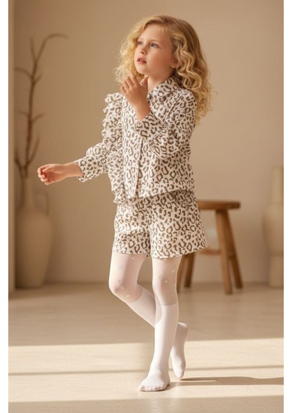 Asimetrik Leopar Desenli Kız çocuk takım - Haki