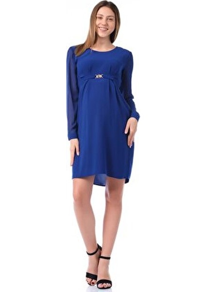 Hamile Taşlı Yuvarlak Yaka Mini Abiye Elbise Saks fırsatları