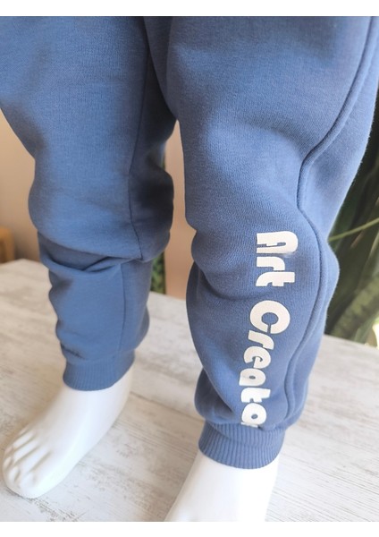 Erkek Kız Çocuk Alt Üst Takım Unisex Uzun Kollu Eşofman Rahat Spor Şık Modern Tasarım Ribanalı