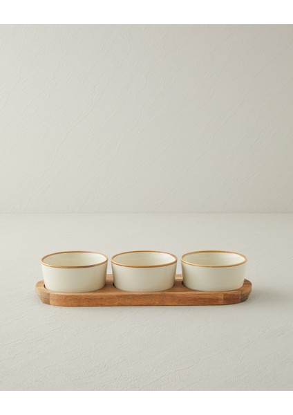 Woodcrest Akasya 4 Parça Sunumluk 10X10 cm Beyaz-Kahverengi