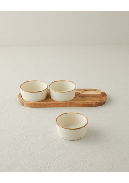 Woodcrest Akasya 4 Parça Sunumluk 10X10 cm Beyaz-Kahverengi fiyatları