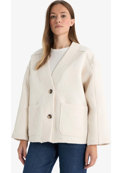 Regular Fit V Yaka Düğmeli Dokuma Ceket G2521AX25AU indirimleri