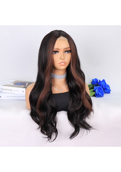 Koyu Kestane Perçemler Kahverengi Tül Peruk modelleri