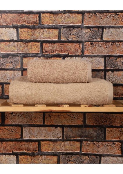 2 Parça &AMP;#37;100 Pamuklu Soft Lüx Banyo Havlu Seti Kahve