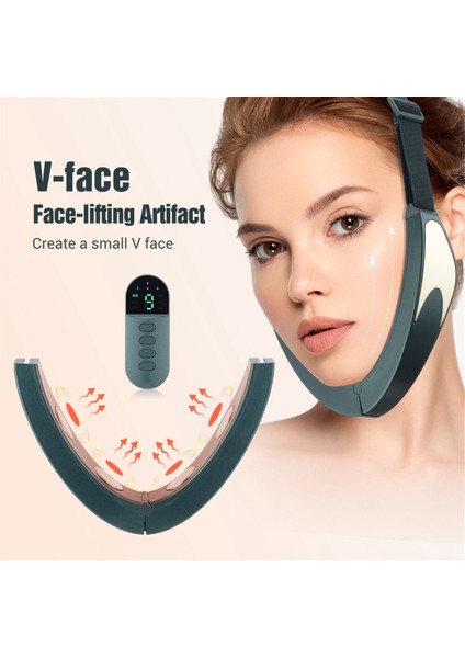 Ems V-Face Yüz Germe Cihazı 6 Modlu Isıtmalı Cilt Gençleştirme Çift Çene Titreşimli Kablosuz Uzaktan Kumandalı Masaj Aleti - Pembe (Yurt Dışından)