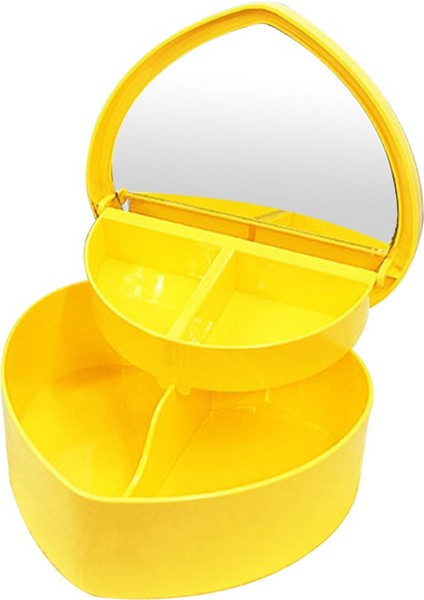 Kalp Şeklinde Mücevher Kutuları, Plastik Sarı Mücevher Saklama, Kalp Şeklinde Mücevher Kutuları, Kırtasiye Kutuları, Çekmeceli Makyaj Kutusu (Yurt Dışından)