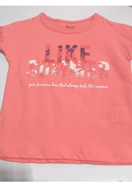 Kız Çocuk Şortlutakım Şortu ve Kolu Fırfırlı Kreş %100 Pamuk Rahat Tarz Tasarım Premium, Mercan