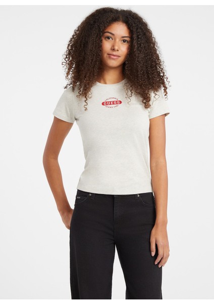 Yuvarlak Yaka Baskılı Çok Renkli Kadın T-Shirt Guess Jeans Kadın Slim Fit fiyatları