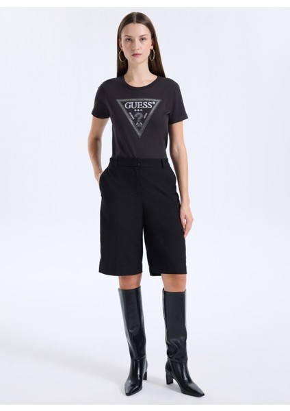 Yuvarlak Yaka Baskılı Kahve Kadın T-Shirt Krystal Kadın Regular Fit T-Shirt fiyatları