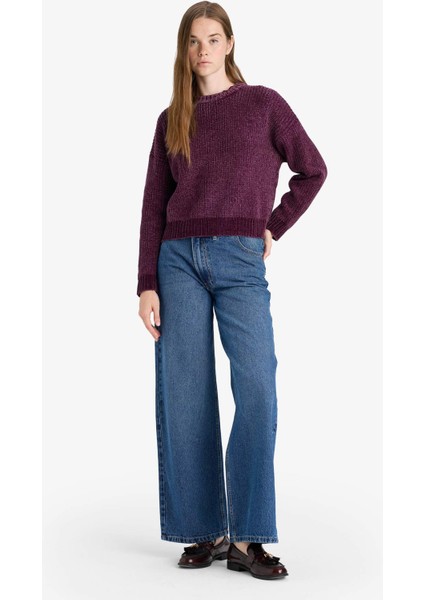 Regular Fit Bisiklet Yaka Şönil Kazak C6227AX25CW fiyatları