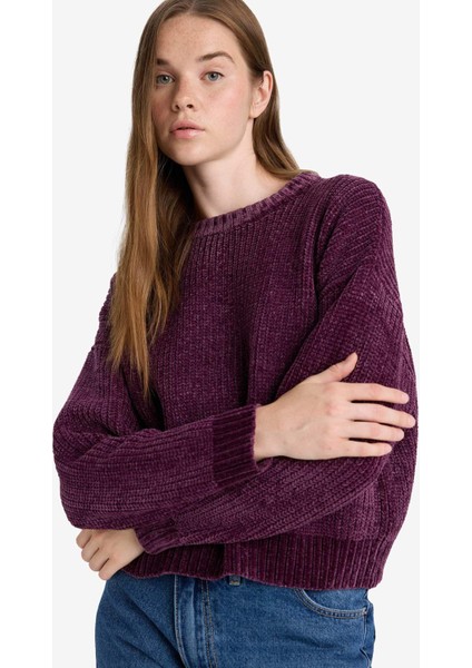 Regular Fit Bisiklet Yaka Şönil Kazak C6227AX25CW fırsatları