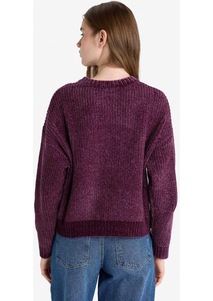 Regular Fit Bisiklet Yaka Şönil Kazak C6227AX25CW