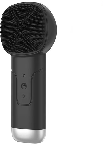 Termal Fonksiyonlu 6'sı 1 Arada Temizleme Fırçası, Cilt Soğutma Masaj Aleti, Silikon Temizleme Cihazı Siyah (Yurt Dışından)