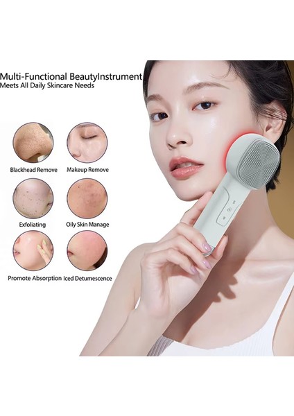 Termal Fonksiyonlu 6'sı 1 Arada Temizleme Fırçası, Cilt Soğutma Masaj Aleti, Silikon Temizleme Cihazı Siyah (Yurt Dışından) indirimleri