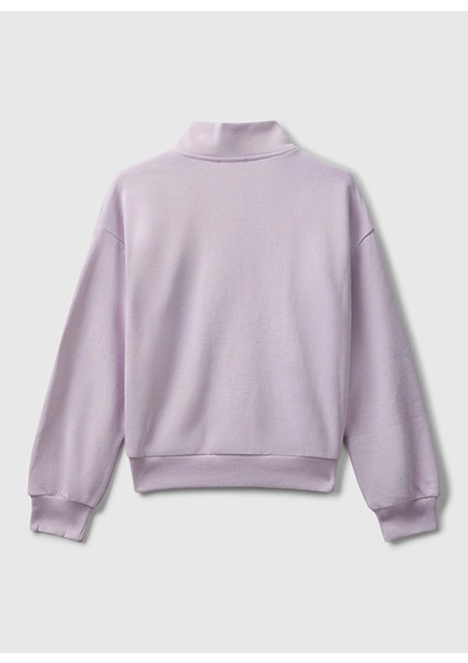 Nakışlı Kız Çocuk Lila Sweatshırt 3J68C505D modelleri
